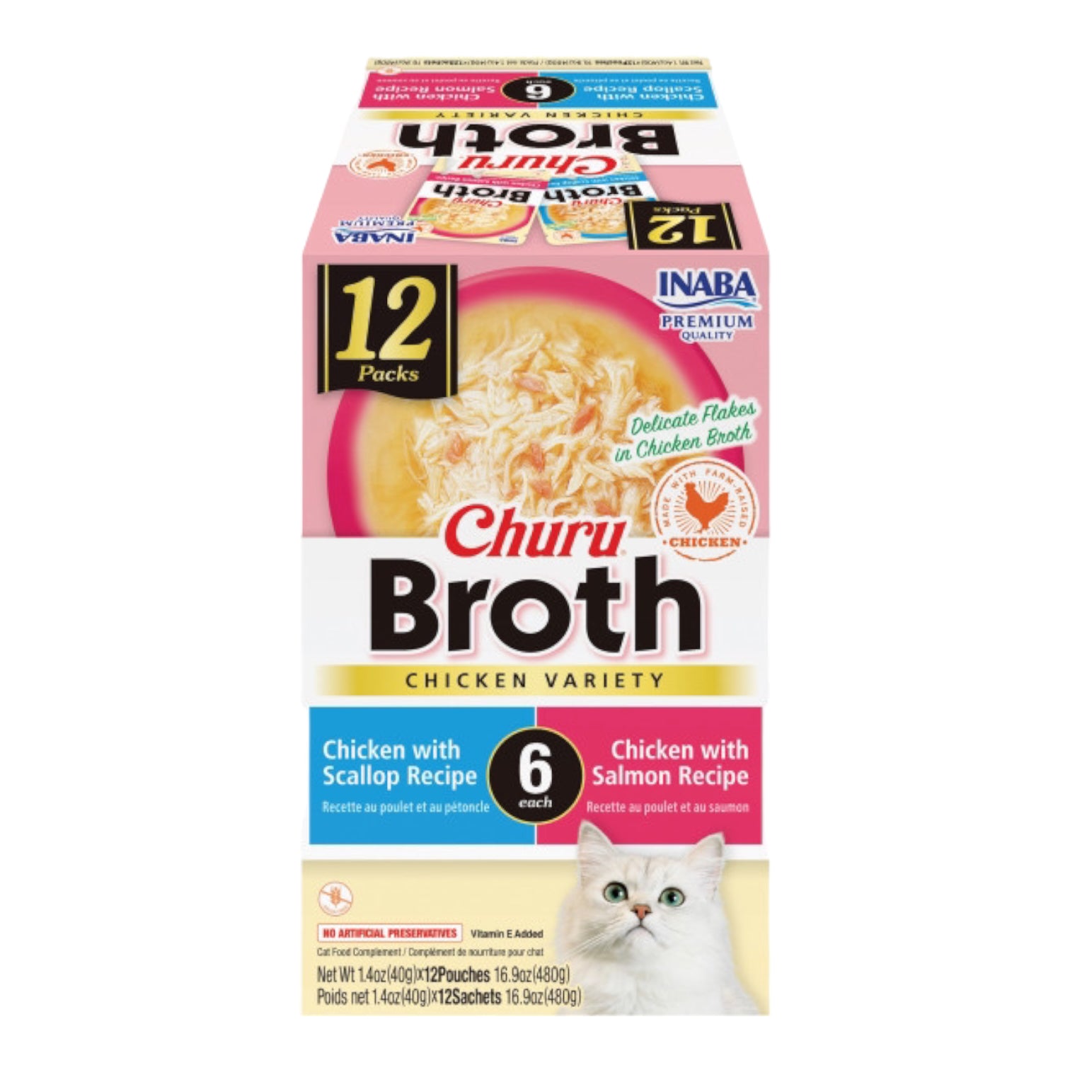 Inaba Cat Churu Broth Variety 12 Pack Chicken Variety –